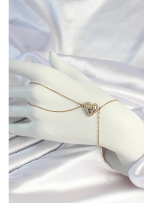 TKÇ Mey Ithalat® 316L Çelik Zincirli Gold Renk Kalp Figürlü Şahmeran