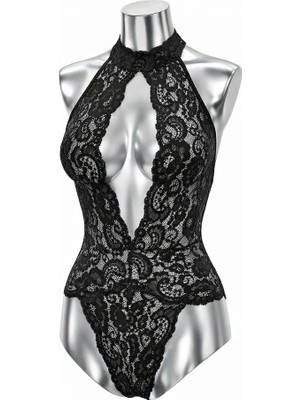 Jupiel Siyah Dantel Detaylı Bodysuit