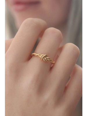 TKÇ Mey Ithalat® Gold Renk Halat Düğüm Model Kadın Yüzük