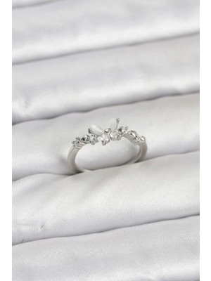 TKÇ Mey Ithalat® Kelebek Model Gümüş Renk Pirinç Kadın Yüzük