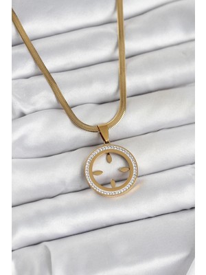 TKÇ Mey Ithalat® 316L Çelik Italyan Zincir Model Çeyrek Takılabilir Kadın Kolye