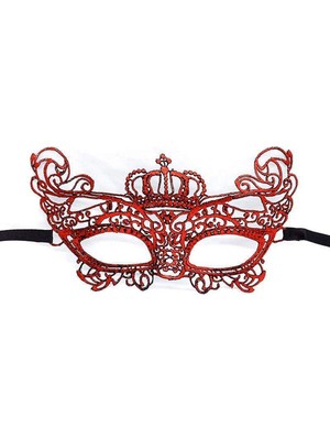 TKÇ Mey Ithalat® Kırmızı Renk Dantel Örgü Işlemeli Parti Maskesi Model 2