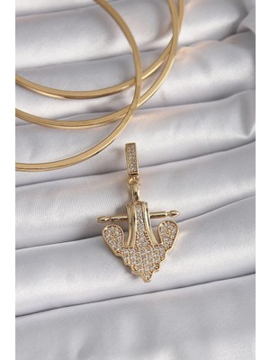 TKÇ Mey Ithalat® Pirinç Gold Renk Zirkon Taşlı Çapa Model Ajda Charm