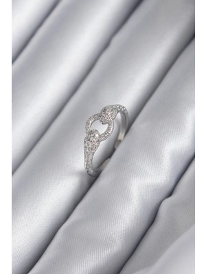 TKÇ Mey Ithalat® Pirinç Gümüş Renk Zirkon Taşlı Yılan Model Kadın Yüzük