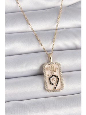 TKÇ Mey Ithalat® 316L Çelik Gold Renk Zincir Akrep Burcu Zirkon Taşlı Kadın Kolye