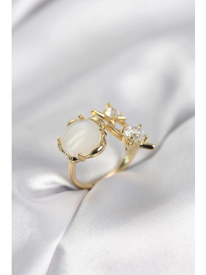 TKÇ Mey Ithalat® Gold Renk Kutup Yıldızı Model Kadın Yüzük