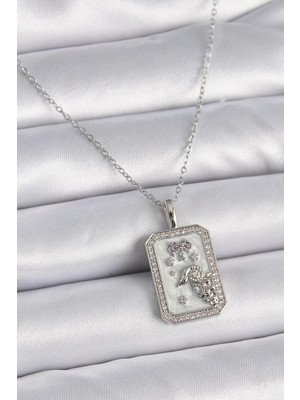 TKÇ Mey Ithalat® 316L Çelik Gümüş Renk Zincir Koç Burcu Zirkon Taşlı Kadın Kolye