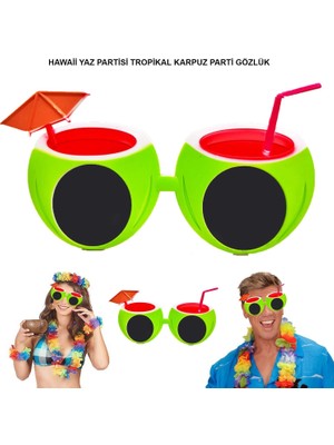 TKÇ Mey Ithalat® Karpuz Şekilli Tropikal Hawaii Yaza Merhaba Parti Gözlüğü