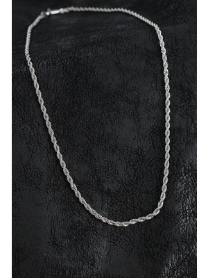 TKÇ Mey Ithalat® 316L Çelik Burgu Zincir Model Gümüş Renk Erkek Kolye