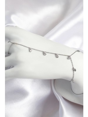 TKÇ Mey Ithalat® Pirinç Zirkon Taşlı Sallantılı Model Gümüş Renk Kadın Şahmeran