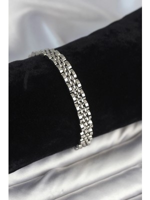 TKÇ Mey Ithalat® 316L Çelik 7 mm Kalınlıkta Gümüş Renkli Erkek Bileklik