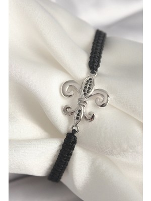 TKÇ Mey Ithalat® Pirinç Gümüş Renk Zirkon Taş Işlemeli Zambak Model Asansörlü Makrome Model K