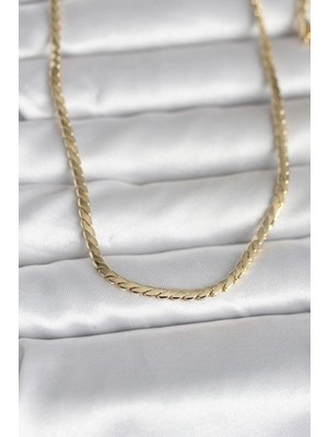 TKÇ Mey Ithalat® cm 14K Gold Renk Yassı Model 60 cm Kadın Kolye