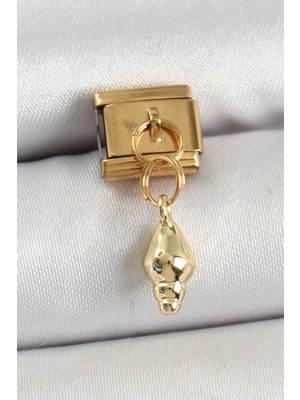 TKÇ Mey Ithalat® 316L Çelik Sallantılı Deniz Kabuğu Model Gold Renk Nomination Charm
