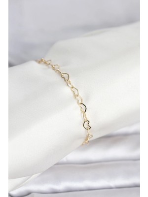 TKÇ Mey Ithalat® cm 14K Gold Renk Kalpli Zincir Model Kadın Bileklik