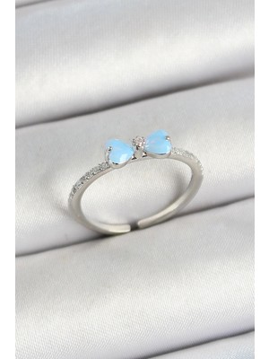 TKÇ Mey Ithalat® Pirinç Fiyonk Figürlü Zirkon Taşlı Gümüş Renk Ayarlanabilir Kadın Yüzük