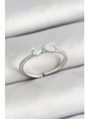 TKÇ Mey Ithalat® Pirinç Fiyonk Figürlü Zirkon Taşlı Gümüş Renk Ayarlanabilir Kadın Yüzük