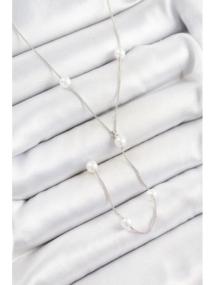 TKÇ Mey Ithalat® Pirinç Inci Figürlü Y Model Gümüş Renk Kadın Kolye