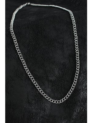 TKÇ Mey Ithalat® 316L Çelik Klasik Oval Zincir Model Gümüş Renk Erkek Kolye