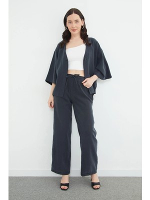 FullaModa Beli Lastikli Cepli Palazzo Pantolon