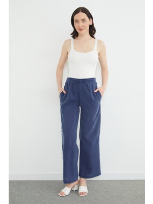 FullaModa Beli Lastikli Cepli Palazzo Pantolon