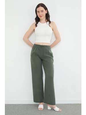 FullaModa Beli Lastikli Cepli Palazzo Pantolon