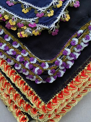 Ebru El Işi Iğne Oyası Çeyizlik Yazma 100X100 4 Adet Görsel Temsilidir.