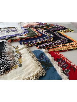 Ebru El Işi Iğne Oyası Çeyizlik Yazma 100X100 5 Adet Görsel Temsilidir.