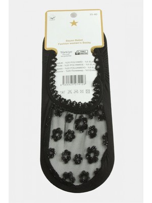 Pileli Store Çiçek Dantel Babet Çorap