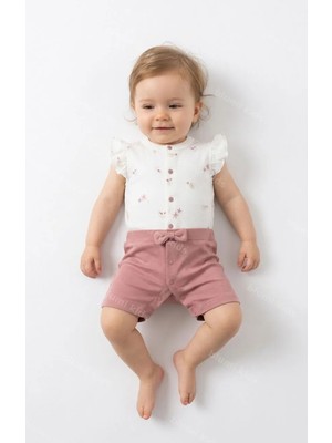 Blumi Kids Organik Kız Bebek Çiçek Baskılı Şortlu Tulum