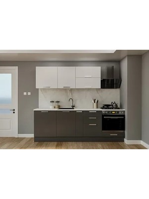 Vivense Ruby Mutfak Dolabı, Gri, 260 cm