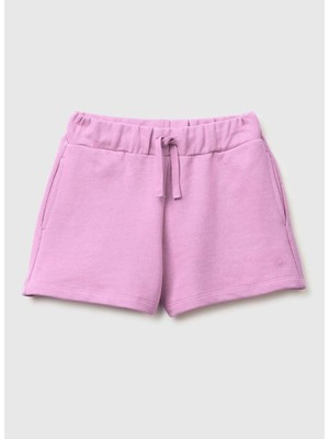 Benetton Lastikli Bel Regular Fit Pembe Kız Çocuk Şort 3J68C903O