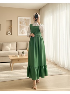 Moda Morfo Top Düğmeli Gömlekli İkili Takım Jile -Yeşil