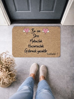 Bert Bu Eve Stres Mutsuzluk Getirmek Yasaktır Kapı Önü Paspası 70X45 Dijital Baskılı Kaydırmaz Pvc