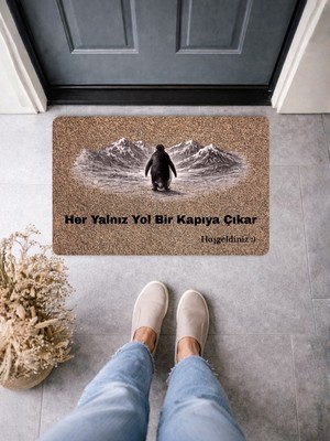 Bert Meşhur Penguen Temalı Kapı Önü Paspası Kaydırmaz Taban 70X45 Dijital Baskılı Paspas