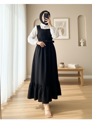 Moda Morfo Top Düğmeli Gömlekli İkili Takım Jile -Siyah