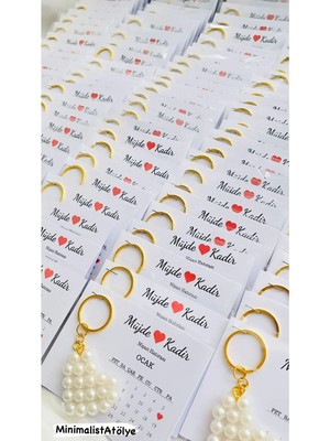 Kişiye Özel Incili Kalpli Anahtarlık Söz/nişan/nikah/doğum Günü/kına 20 Adet