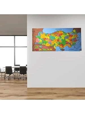 Calperia 118 x 56 cm Renkli Manyetik Türkiye Haritası Duvar Sticker'ı