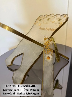 Epoksi Inci Tozlu Papatyalı Rahle Kişiye Özel Isimli Hafız Boy