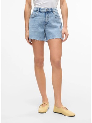 Vero Moda Yüksek Bel Regular Fit Açık Mavi Kadın Şort Vmtess Mr Short Dnm Shorts Mıx Ga N