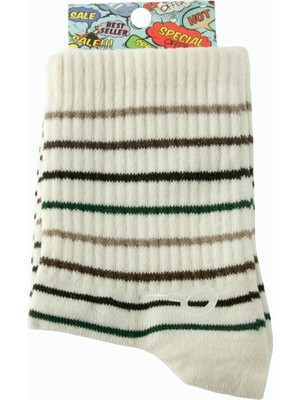 Pileli Store Çizgili Kolej Çorap 8*28