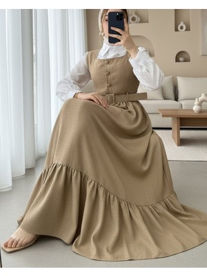 Moda Morfo Top Düğmeli Gömlekli İkili Takım Jile -Vizon