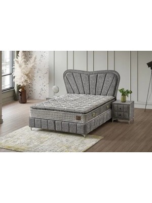 Vivense Elegant Baza Başlık Yatak Seti, Gri, 150X200