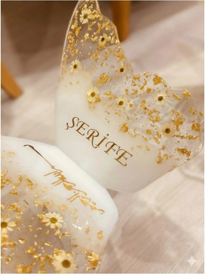 Kişiye Özel Isimli Gerçek Papatyalı Kelebek Epoksi Rahle - Kitap Standı , Kuran-I Kerim Rahlesi ,