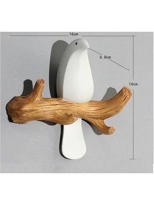 Vivense Dal Üstünde Kuş Dekor Askılık, Beyaz