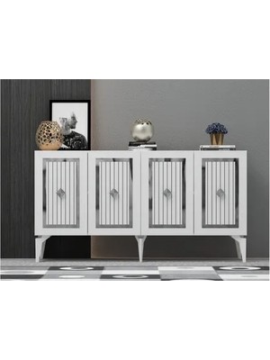 Vivense Nora Konsol, Beyaz Gümüş, 150 cm