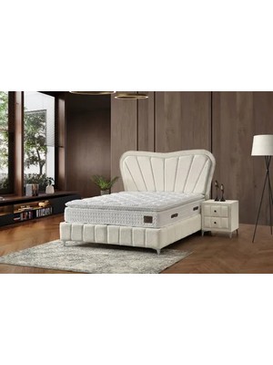Vivense Elegant Baza Başlık Yatak Seti, Krem, 150X200