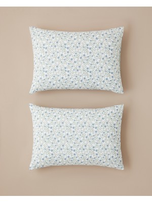 English Home Bloomlet Kolay Ütülenir 2'li Yastık Kılıfı 50X70 cm Mavi