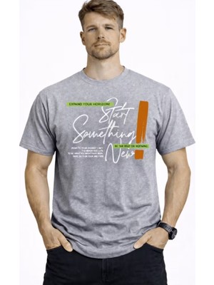 Punix Punıx Büyük Beden Start Somethıng New Baskılı Pamuk Dokuma Yeni Sezon Yazlık Erkek Battal T-Shırt