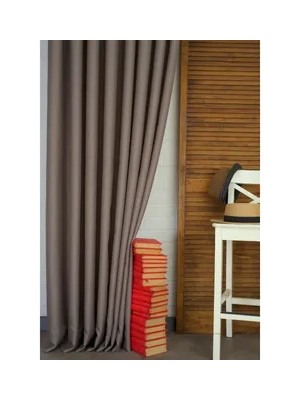 Vivense Massarelli Keten Pilesiz Fon Perde, Vizon, 60X260